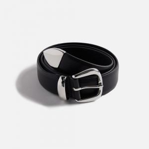 Ремень Anderson's Tanned Leather Belt With Metal Tip And Keeper, черный