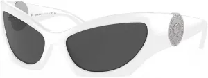 Солнцезащитные очки Versace VE 4450 314/87 белого цвета, пластиковые, в форме «кошачьих глаз», с серыми линзами, White