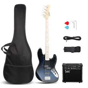 Электрогитара Glarry Dark Blue GJazz Bass / Усилитель 20 Вт
