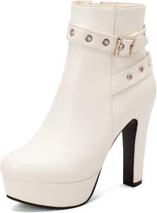 Ботильоны на платформе Scaoruki с высокой массивной подошвой для женщин, шнуровка, молния, 2147 White