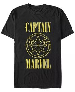 Футболка мужская Marvel Captain Marvel Yellow с коротким рукавом и символом Капитана Марвел Fifth Sun, черный