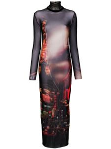 Jean Paul Gaultier платье макси из тюля с принтом Pigalle, черный