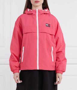 Куртка ветровка женская Tommy Jeans с капюшоном и контрастными молниями, розовый