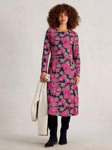 Платье Madeline из джерси с абстрактным принтом White Stuff, Pink/Multi