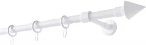 Карниз для штор GARESA "BASE", 1 направляющая, желаемая длина, комплект для штор, пластик, выдвижной, наконечник, с кольцами 110 см, Ø 20 мм, белый
