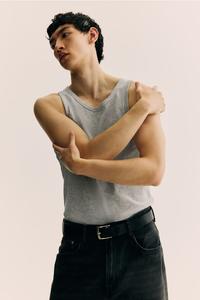 Майка в рубчик облегающего кроя H&M, серый