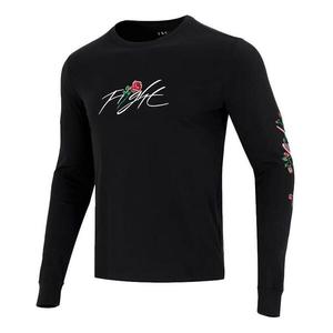 Толстовка Men's Nike Sleeve Side Flowers Logo Printing Round Neck Long Sleeves Black, черный