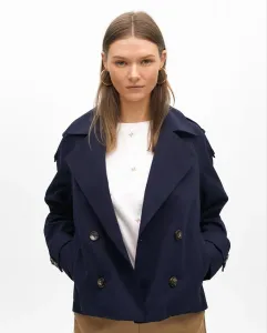 Женское короткое пальто с двойной застежкой на пуговицы Lola Casademunt, темно-синий