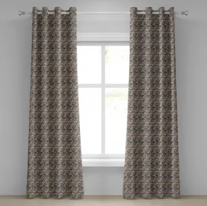 Штора на люверсах ABAKUHAUS с узором пейсли, винтажный восточный жаккард, изысканный стилизованный этнический рисунок в стиле шебби-шик, декоративные двухпанельные шторы, 280 см x 245 см, цвет красного дерева и сине-серый Abakuhaus