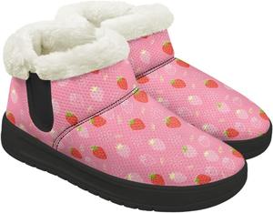 Теплые зимние ботинки для женщин, женские зимние сапоги, противоскользящие, легкие ботильоны для прогулок, для женщин и девушек 4.5 GETELINSENG, Strawberry Print