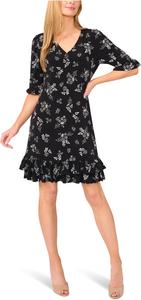 Платье CeCe Tiered Ruffle 3/4 Sleeve Shift Dress, цвет Rich Black