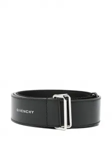 Кожаный ремень с тисненным логотипом Givenchy, черный