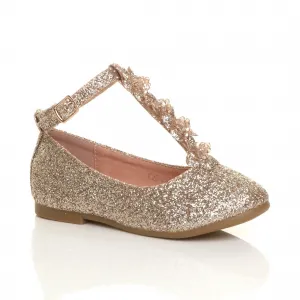 Блестящие балетки на плоском каблуке с Т-образной планкой AJVANI, розовое золото