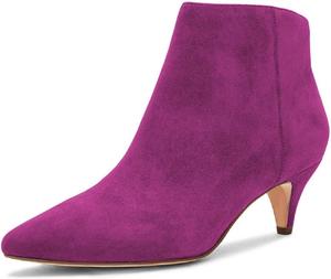 Женские шикарные ботильоны XYD с низким каблуком-кистен и заостренным закрытым носком, боковой молнией, для вечеринки, с блестками, модные короткие ботильоны, Deep Purple