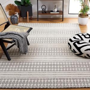 Ковер SAFAVIEH, 153 x 244 см, Marbella Collection, Black & Ivory, ручной работы из шерсти, идеален для помещений с высокой проходимостью в гостиной, спальне (MRB327Z)