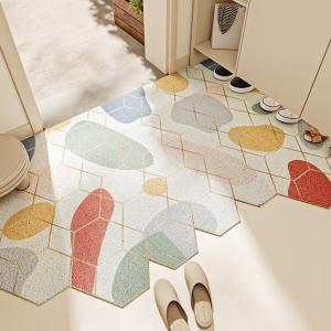 Dajiang Ковер 120х180 см для прихожей, моющийся, с петлевым ворсом, грязеотталкивающий, в современном шестиугольном узоре, Soft Loop Pile