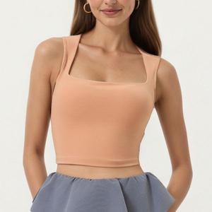 Женский укороченный топ с квадратным вырезом и широкими бретелями Anna-Kaci, Beige