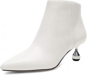 Женские милые ботильоны XYD с низким расклешенным каблуком, зауженным носком и боковой молнией, подходящие к платью для вечеринки, короткие ботинки, White
