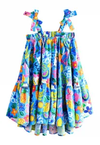 Летнее платье прямого кроя с бантом на бретелях Next, Blue Tropical