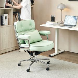 Кресло SIHOO Robin, альтернатива Alifye, для дома и офиса, дизайнерское поворотное, с подушкой, цвет Mint Green Leather + Silver Feet + Pillow, Clear