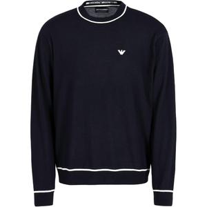 Джемпер из чистой шерсти с жаккардовым логотипом EMPORIO ARMANI, синий