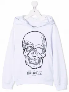 Худи с декором Skull Philipp Plein Junior, белый