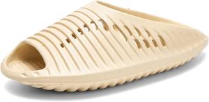 Мужские летние сланцы сандалии, дышащие, модные, удобные, противоскользящие, износостойкие, на плоской подошве, повседневные, для дома, с амортизацией и cushioning Generic, Cream
