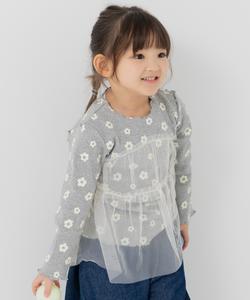 Ребристый топ с длинными рукавами и сплошным тюлевым узором Chil2, цвет D Daisy/Gray