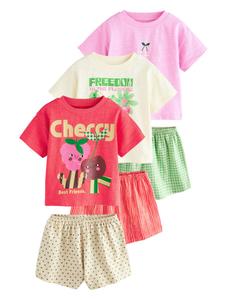 Пижама Next, цвет Light beige/Light green/Lavender/mottled red