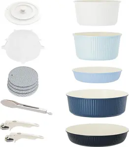 Набор посуды для индукционной плиты - 8 предметов - Синий - Высококачественный материал Markenlos