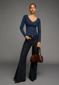 Топ с длинными рукавами Bershka, Royal Blue