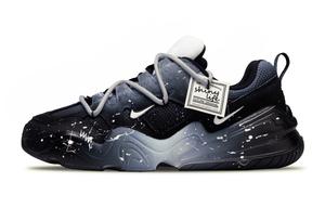 Nike Низкие повседневные кроссовки Tech Hera Dark Night Graffiti, устойчивые к истиранию, унисекс, черные, белые