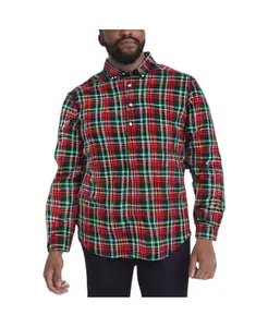 Большая и высокая рубашка с длинным рукавом в клетку, не требующая глажки KingSize, красный