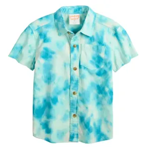 Рубашка с короткими рукавами и застежкой на пуговицы для мальчиков и малышей Jumping Beans, цвет blue teal tie dye