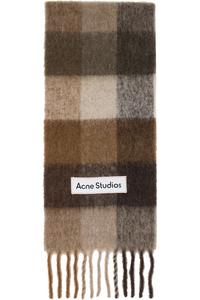 Acne Studios Коричневый мохеровый клетчатый шарф