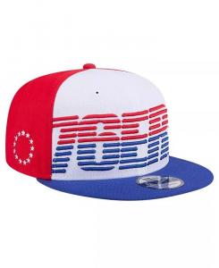 Мужская белая/королевская бейсболка Philadelphia 76ers Throwback Gradient Tech Font 9fifty Snapback New Era