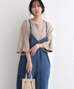 Свободная широкая майка, цельный джинсовый комбинезон Pourvous, цвет Blue