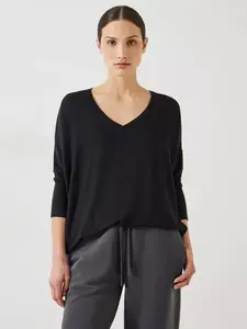 Топ HUSH Gillian V Neck Longline Jersey, черный
