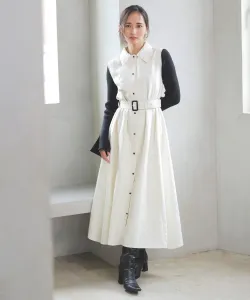 Платье с жаккардовым воротником-рубашкой Noela, цвет Off White