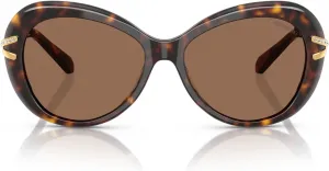 Женские солнцезащитные очки Swarovski Sk6026f с низкой переносицей и оправой в форме бабочки, Havana/Dark Brown