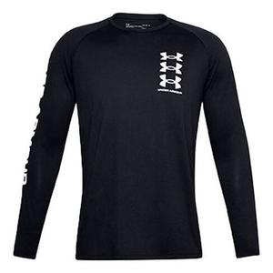 Футболка tech triple logo long sleeve shirt 'black' Under Armour, черный