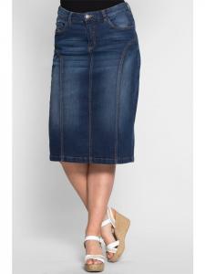 Юбка до колена sheego, темно-синий деним