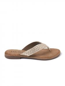 Lazamani Золотистые кожаные шлепанцы