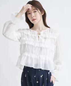 Прозрачная блузка со сборками Noela, цвет Off White