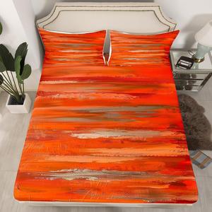 Erosebridal Оранжевый комплект постельного белья Ombre Sheets с абстрактным градиентным принтом в стиле гранж и акварельной техникой, Ombre 33