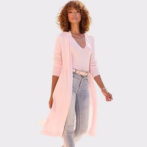 Женский длинный кардиган с открытой передней частью Lascana, Powder Rose