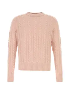 Свитер вязаный косичкой Prada, розовый