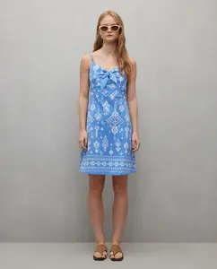 Короткое платье на бретелях с узлом Easy Wear, синий