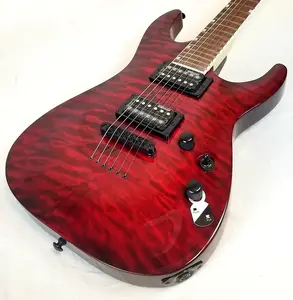 ESP LTD MH-200QM, верх из кленового шпона, корпус из красного дерева, прозрачный черный вишневый