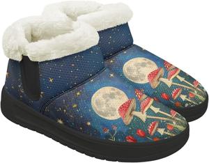 Женские зимние ботинки на снег, женские теплые ботильоны с мягким искусственным мехом внутри, обувь с мягкой подошвой с эффектом памяти, на шнуровке, размеры 4.5-12 Chririnla, Moon Mushroom